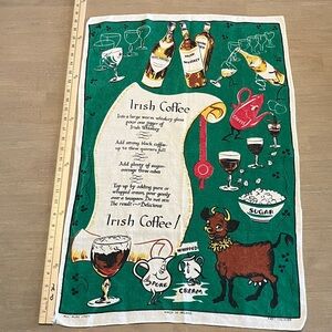 Vintage Irish Coffee Tea Towel 30”x19.5”